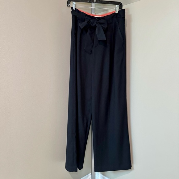 Women’s size 4 Elevenses Black Wide Leg Trouser Tie Belt Anthropologie - Picture 2 of 7